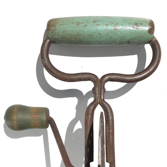 Vintage Edlund Hand Mixer Egg Beater Green Wood Handle Stainless Made in USA - Picture 5 of 8
